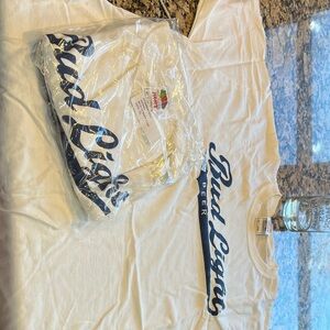 Fruit of the Loom White T‑Shirt with Navy Script